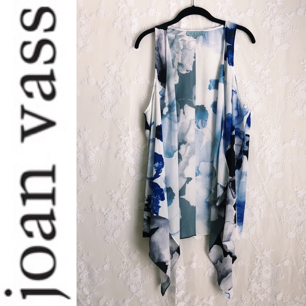 VASS Joan Vass Sleeveless Floral Cardigan